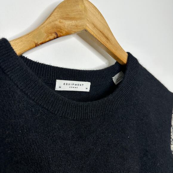 Equipment Femme $325 Cashmere Crewneck Sweater Reptile Snake Print Size M - Picture 7 of 11